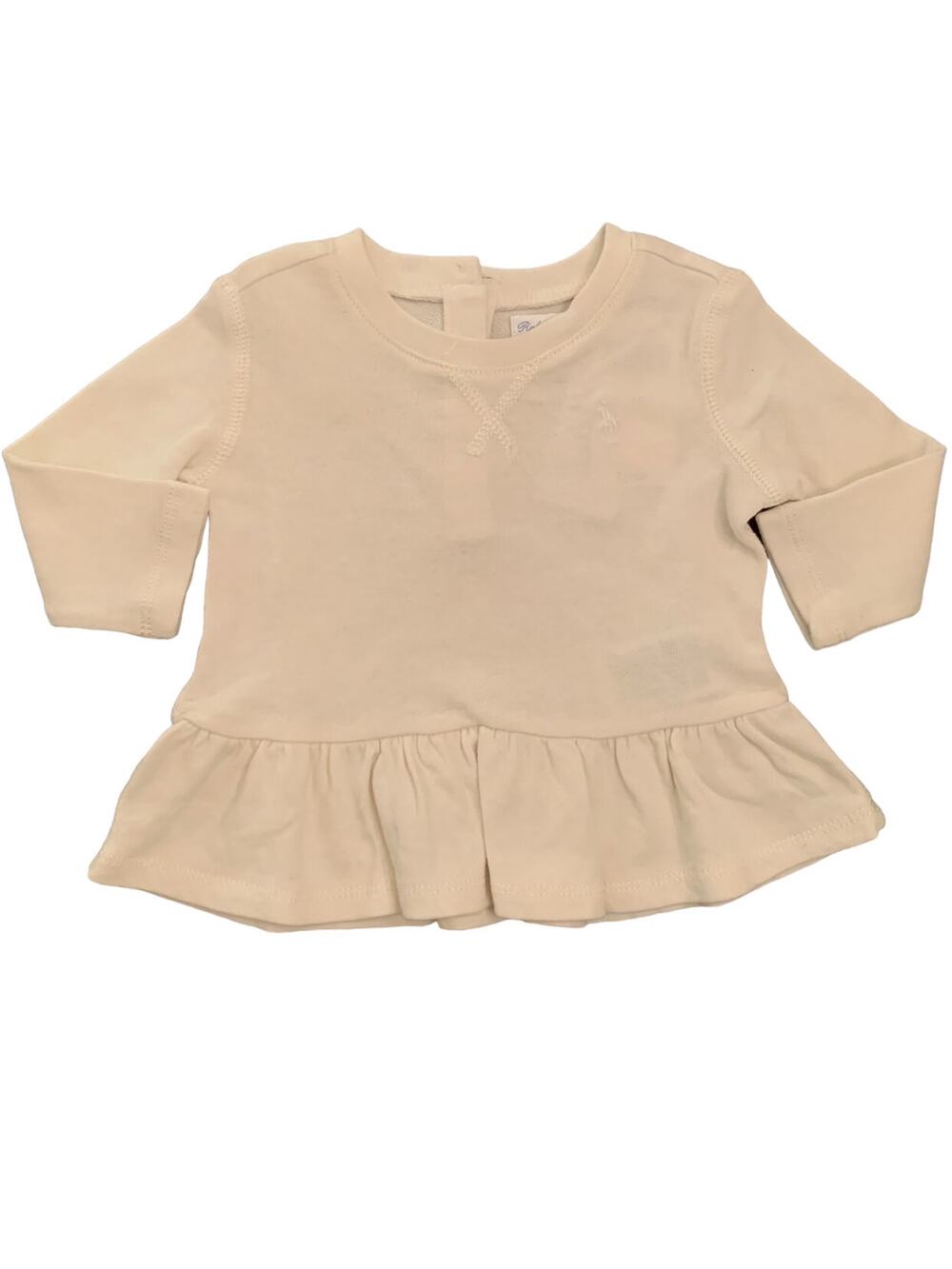 NWT! Ralph Lauren Long Sleeve Cream Shirt with Ruffle. Size 6m. *READ*
